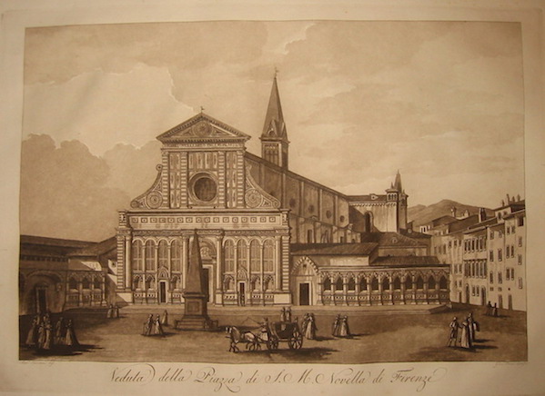 Terreni Antonio (disegnò) - Pera Giuseppe (incise) Veduta della Piazza di S. M. Novella di Firenze  1801 Firenze